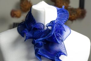 Hand pleated scarf crystal