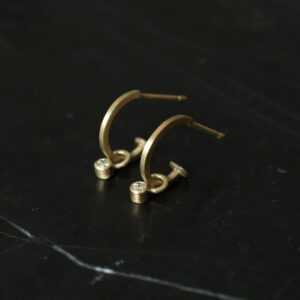 Tiny 9ct gold hoops with diamond drops