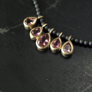 9ct gold necklace with pink tourmalines