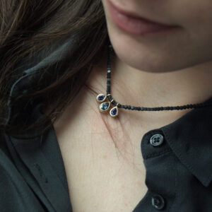 Aquamarine and iolite drop necklace