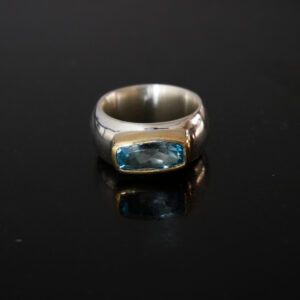 Chunky silver and gold Topaz ring